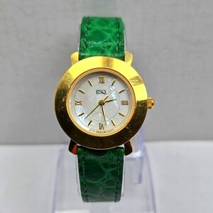 Womens Vintage ESQ by Movado Gold Plated Watch Original Band Swiss New Battery